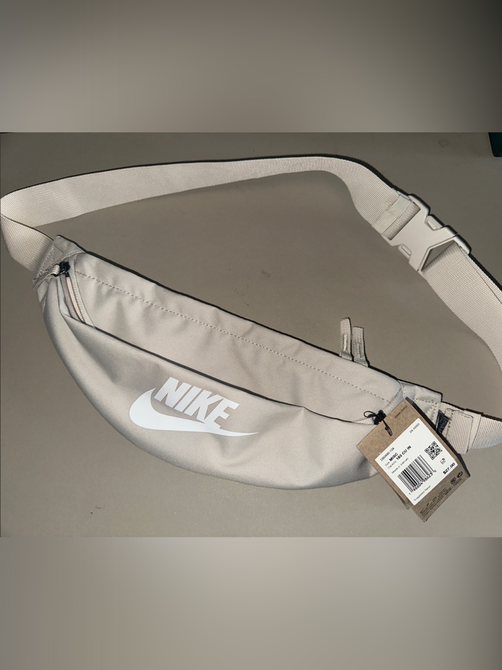 Nike Beige/White Waist Bag with White Swoosh